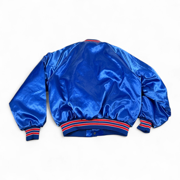 Vintage Teamsters Jacket Adult LARGE Blue King Louie Satin Bomber Union Made 80s - Picture 3 of 10